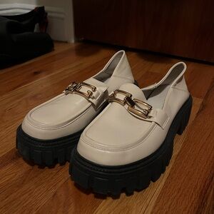 White/cream platform loafers
